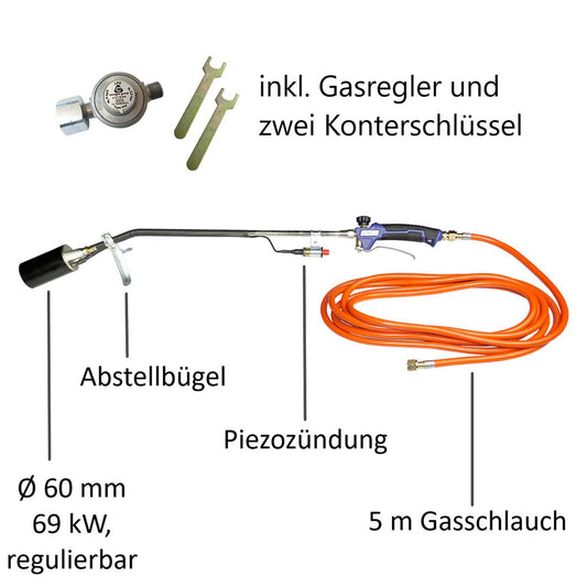 Abflamm- und Auftaugerät mit Piezozündung inkl. Druckregler